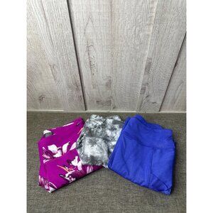 Avia Sports Girls Leggings Size Large 10-12 Floral Glittery Tie Dye Lot of 3
